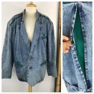 Vintage Mens Jinglers 80s Denim Blazer Jacket Sz L
